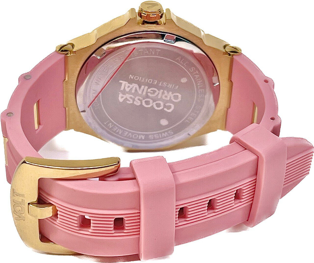 COOSSA ORIGINAL First Edition 20250 Women's Watch Swiss Ronda Movement Mother of Pearl Dial 36.5MM Stainless Steel Case 100M Water Resistant Pink/Gold Tone
