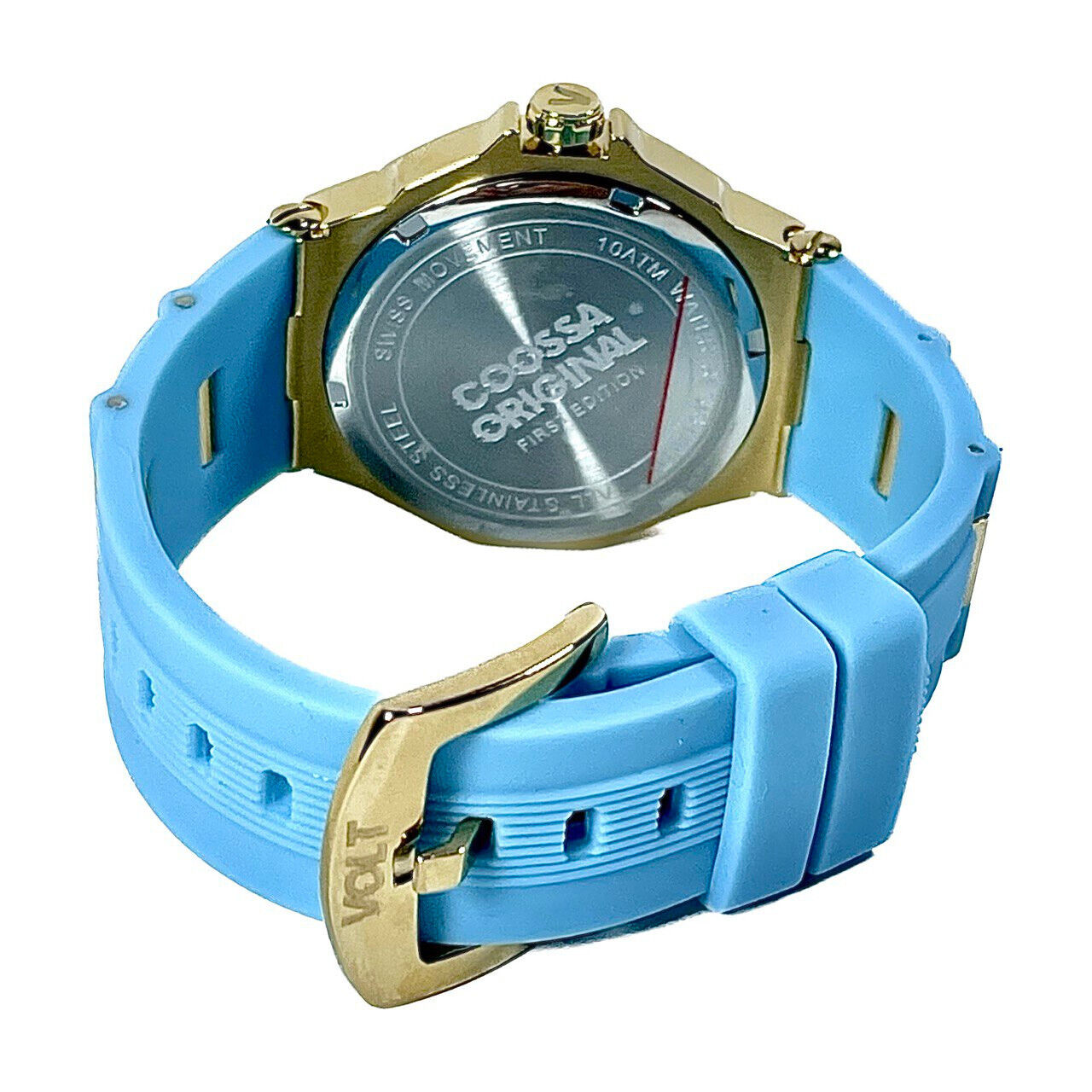 COOSSA ORIGINAL First Edition 20248 Women's Watch Swiss Ronda Movement Mother of Pearl Dial 36.5MM Stainless Steel Case 100M Water Resistant Blue/Gold Tone