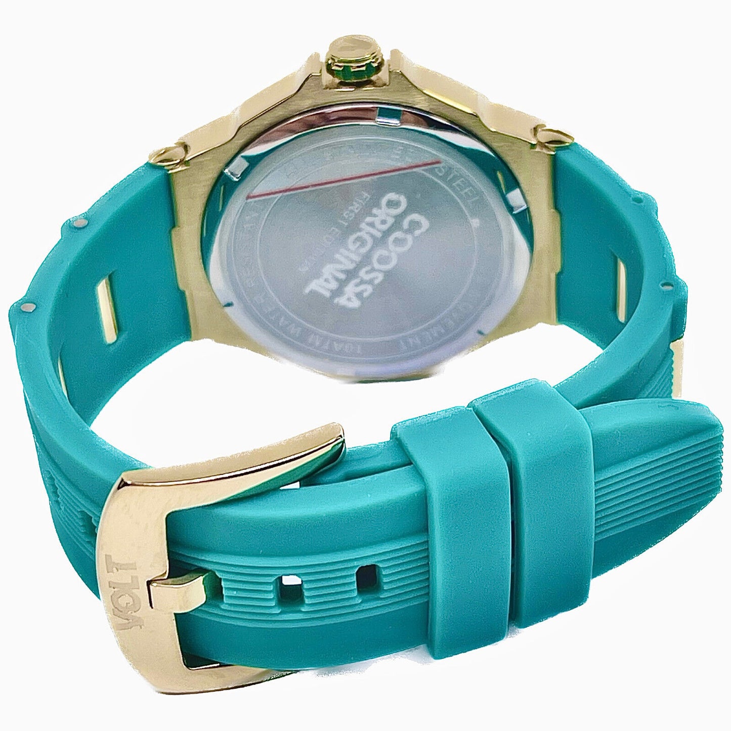 COOSSA ORIGINAL First Edition 20249 Women's Watch Swiss Ronda Movement Mother of Pearl Dial 36.5MM Stainless Steel Case 100M Water Resistant Green/Gold Tone