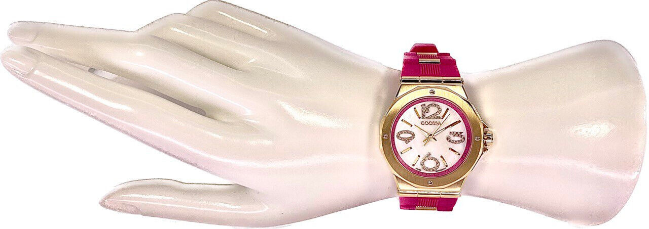 COOSSA ORIGINAL First Edition 20251 Women's Watch Swiss Ronda Movement Mother of Pearl Dial 36.5MM Stainless Steel Case 100M Water Resistant Magenta/Gold Tone