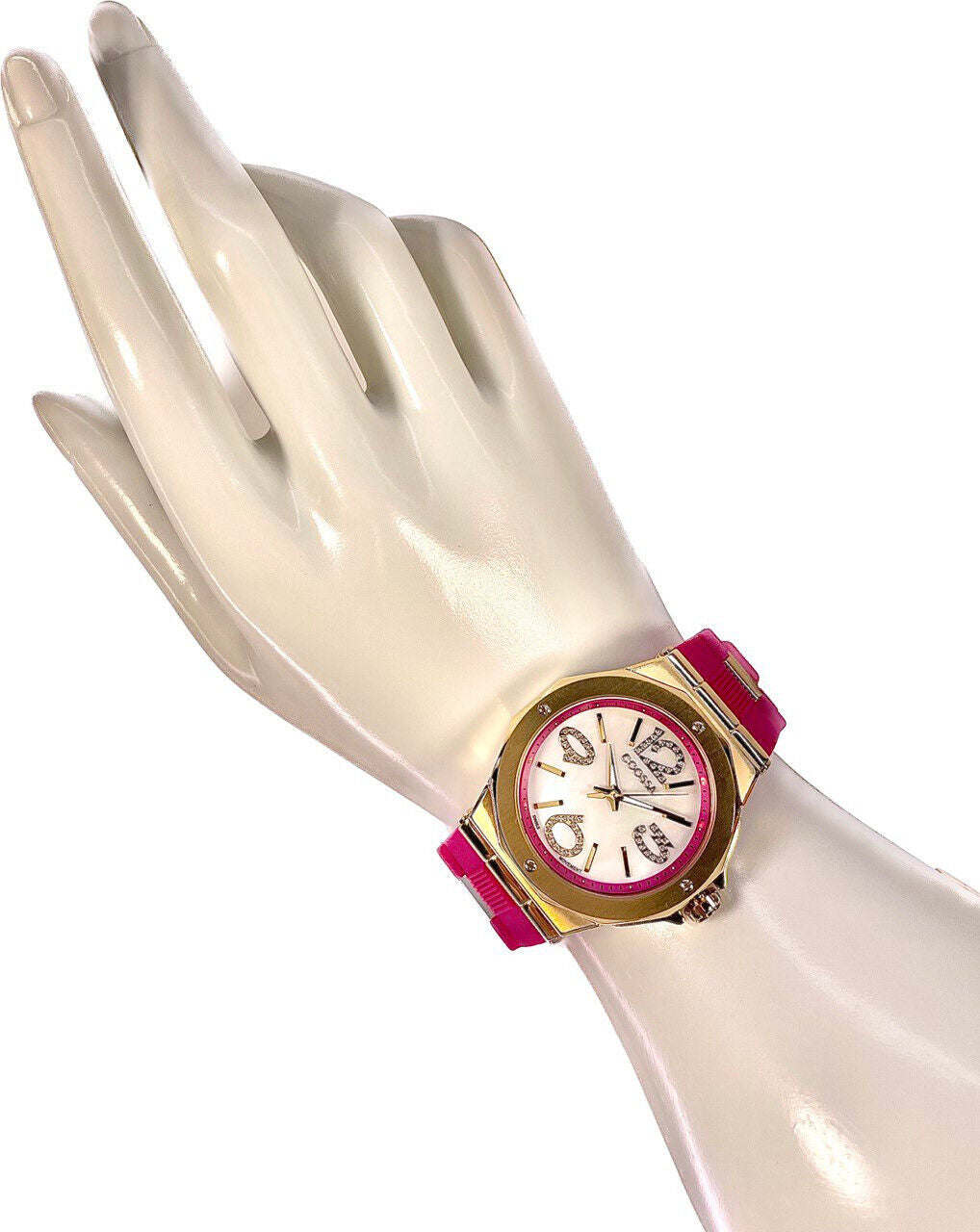 COOSSA ORIGINAL First Edition 20251 Women's Watch Swiss Ronda Movement Mother of Pearl Dial 36.5MM Stainless Steel Case 100M Water Resistant Magenta/Gold Tone