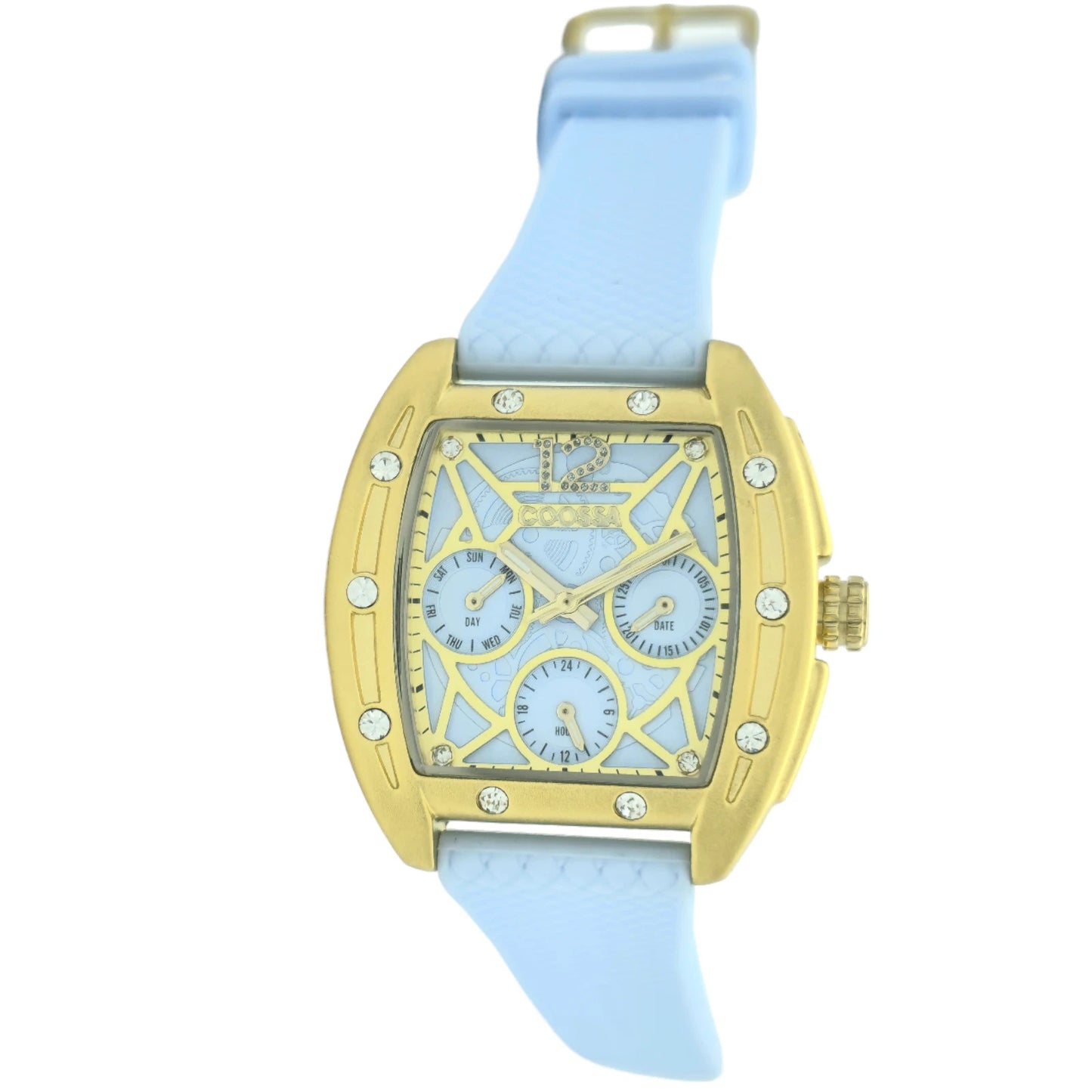 COOSSA ORIGINAL Special Edition Womens Tonneau 35MM Case Gold Baby Blue Watch
