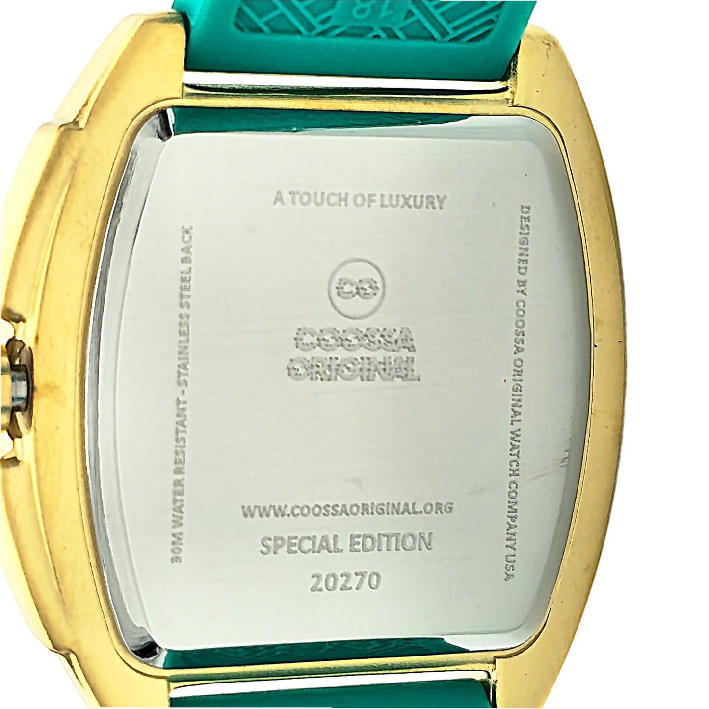 COOSSA ORIGINAL Special Edition Women Tonneau 35MM Gold Green Day-Date Watch