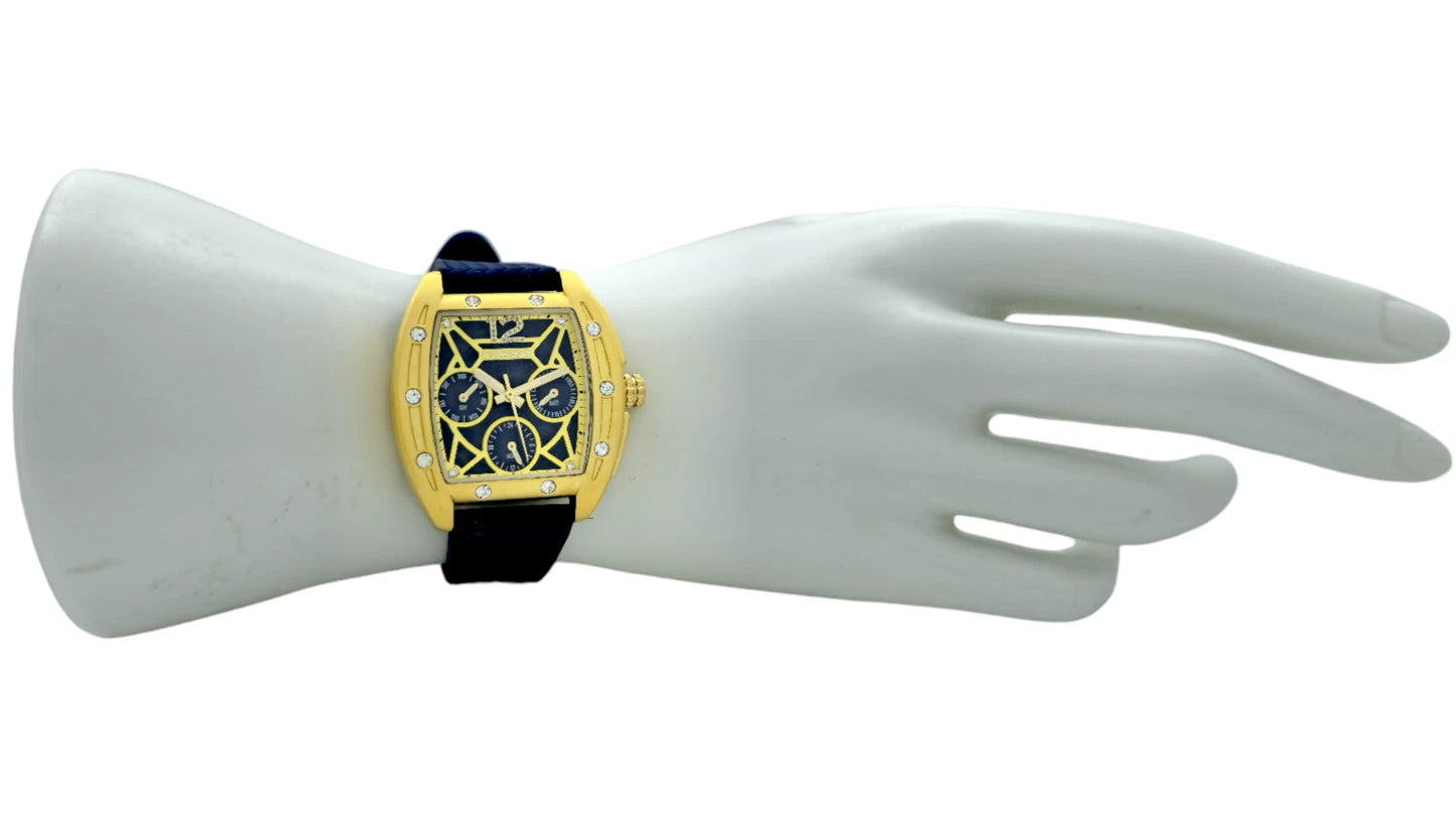 COOSSA ORIGINAL Special Edition Women's Tonneau 35MM Gold/Blue Day-Date Watch