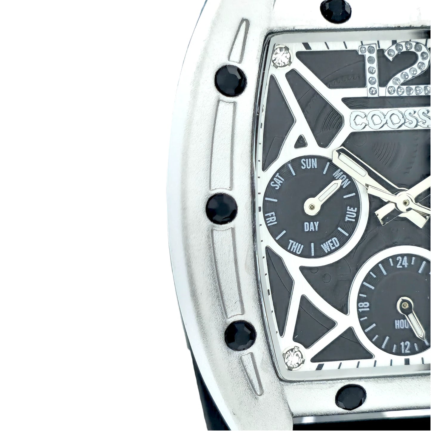 COOSSA ORIGINAL Special Edition Women's Tonneau 35MM Silver/Black Day-Date Watch