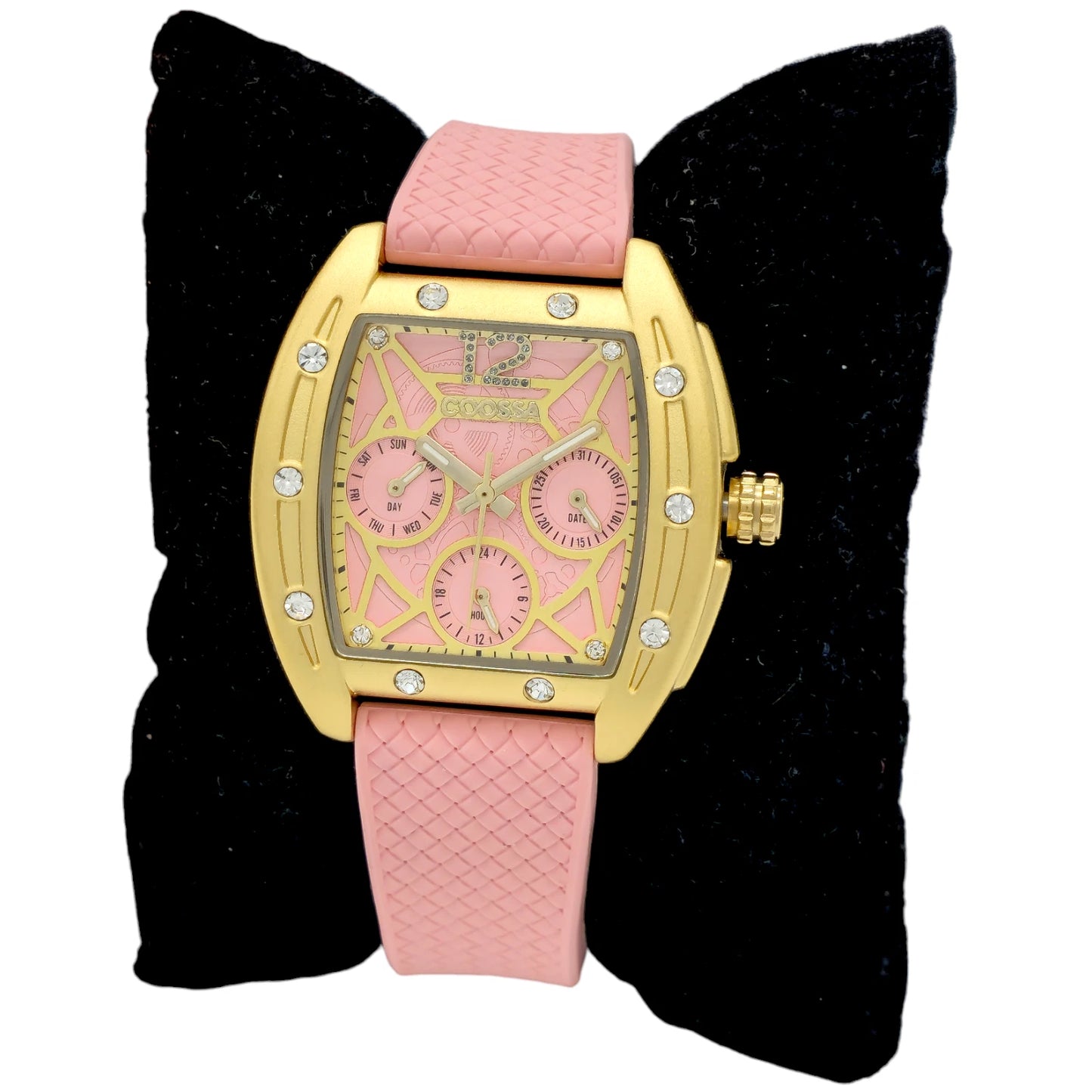 COOSSA ORIGINAL Special Edition Women Tonneau 35MM Case Gold/Pink Day-Date Watch
