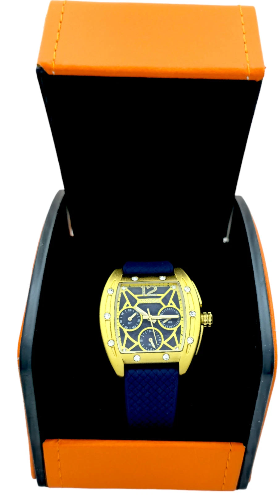 COOSSA ORIGINAL Special Edition Women's Tonneau 35MM Gold/Blue Day-Date Watch