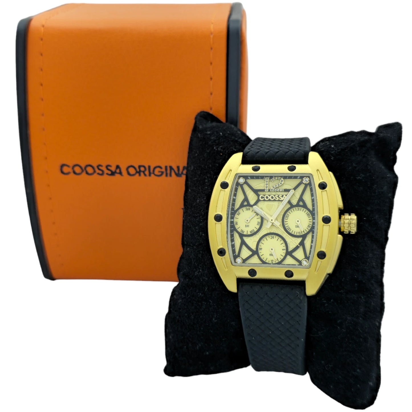 COOSSA ORIGINAL Special Edition Women's Tonneau 35MM Gold/Black Day-Date Watch