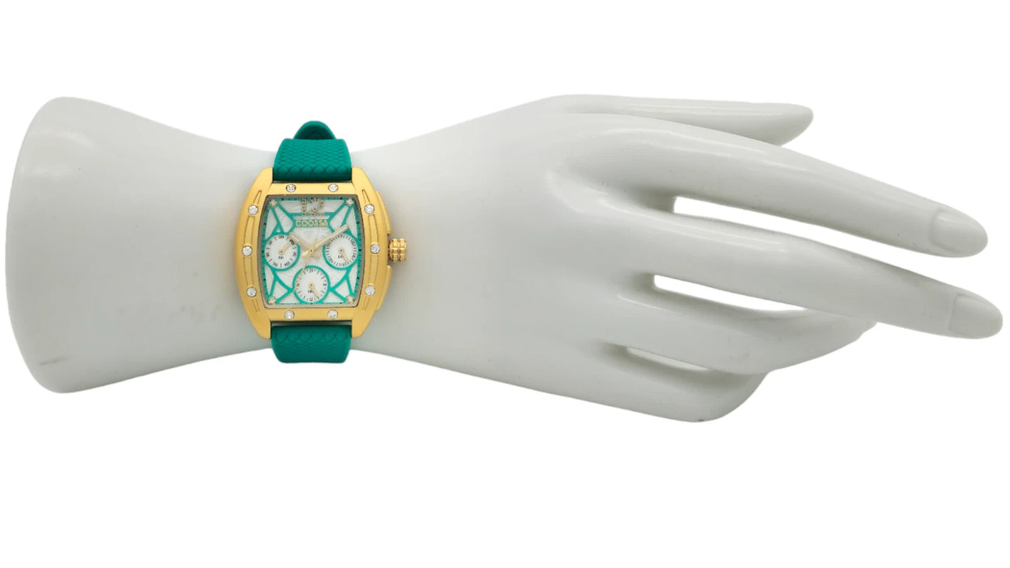 COOSSA ORIGINAL Special Edition Women Tonneau 35MM Gold Green Day-Date Watch