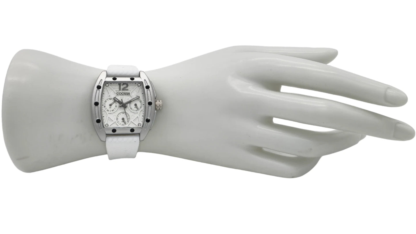 COOSSA ORIGINAL Special Edition Women Tonneau 35MM Silver/White Day-Date Watch