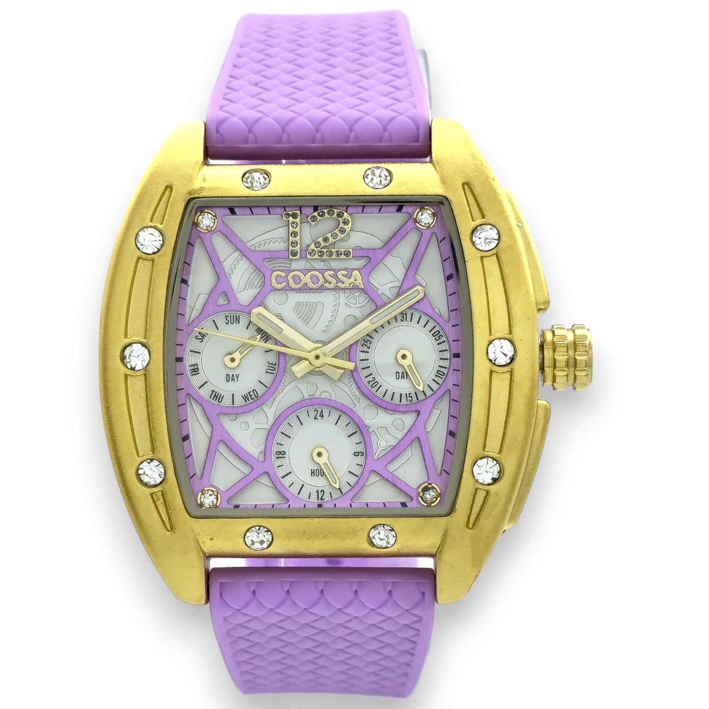 COOSSA ORIGINAL Special Edition Women's Tonneau 35MM Gold/Purple Day-Date Watch