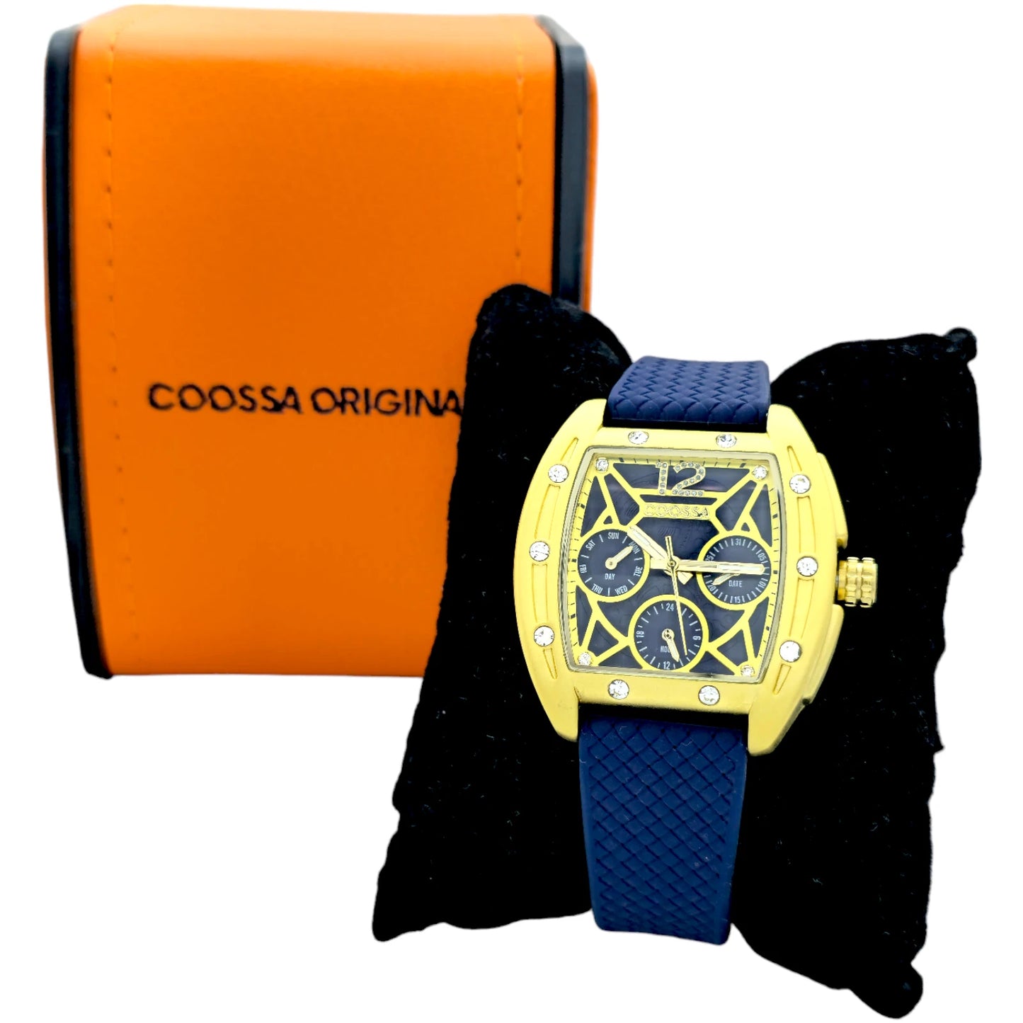COOSSA ORIGINAL Special Edition Women's Tonneau 35MM Gold/Blue Day-Date Watch
