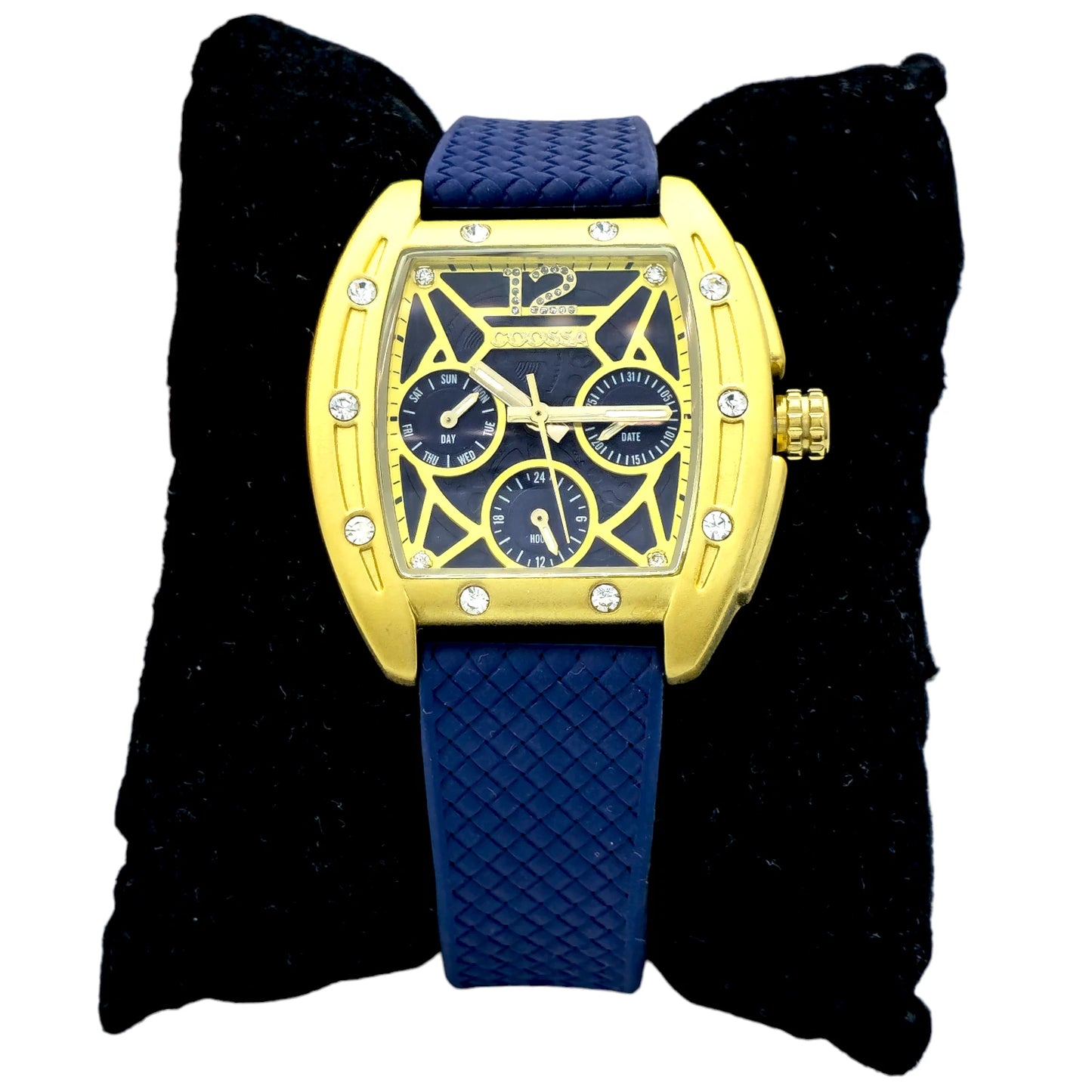 COOSSA ORIGINAL Special Edition Women's Tonneau 35MM Gold/Blue Day-Date Watch