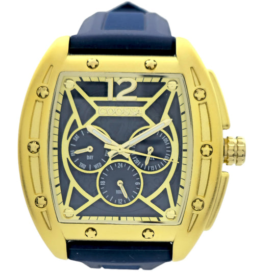 COOSSA ORIGINAL Special Edition Mens Tonneau 46MM Case Gold/Blue Day-Date Watch