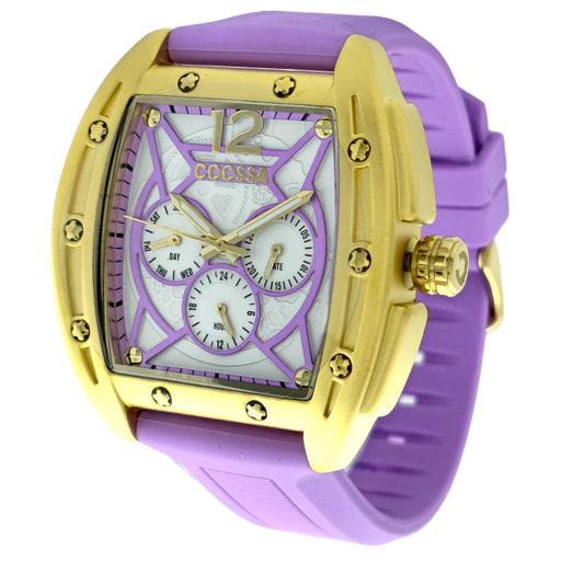 COOSSA ORIGINAL Special Edition Mens Tonneau 46MM Case Gold/Purple Tone Day Date