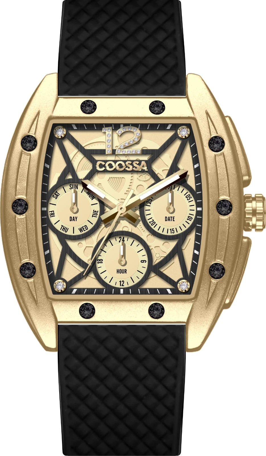 COOSSA ORIGINAL Special Edition Women's Tonneau 35MM Gold/Black Day-Date Watch