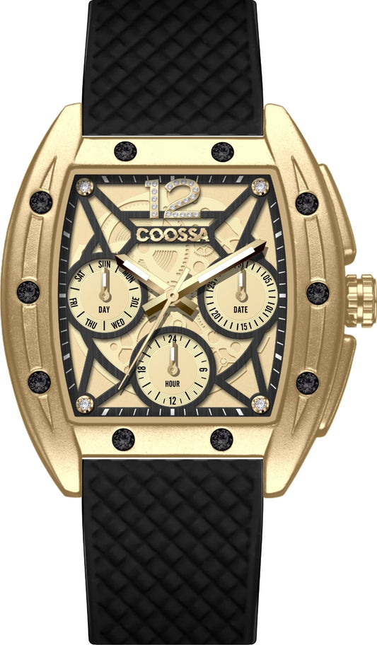 COOSSA ORIGINAL Special Edition Women's Tonneau 35MM Gold/Black Day-Date Watch