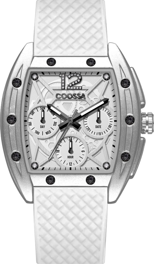 COOSSA ORIGINAL Special Edition Women Tonneau 35MM Silver/White Day-Date Watch