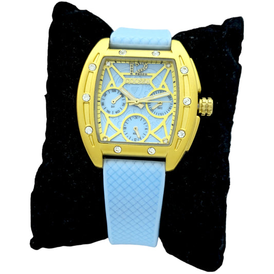 COOSSA ORIGINAL Special Edition Womens Tonneau 35MM Case Gold Baby Blue Watch