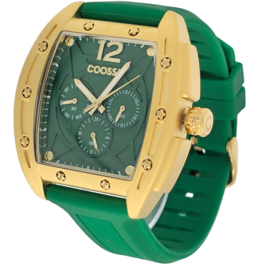COOSSA ORIGINAL Special Edition Mens Tonneau 46MM Case Gold/Green Day-Date Watch