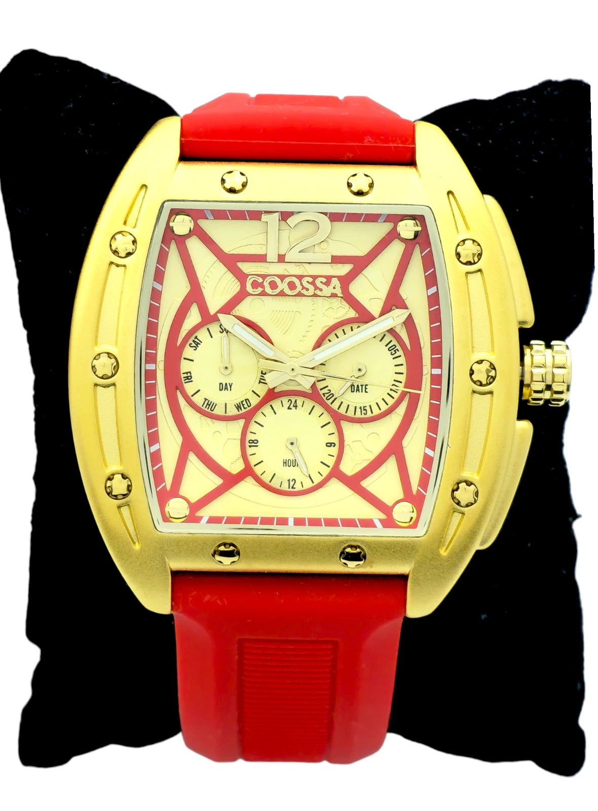 COOSSA ORIGINAL Special Edition Men's Tonneau 46MM Case Gold/Red Tone Day Date