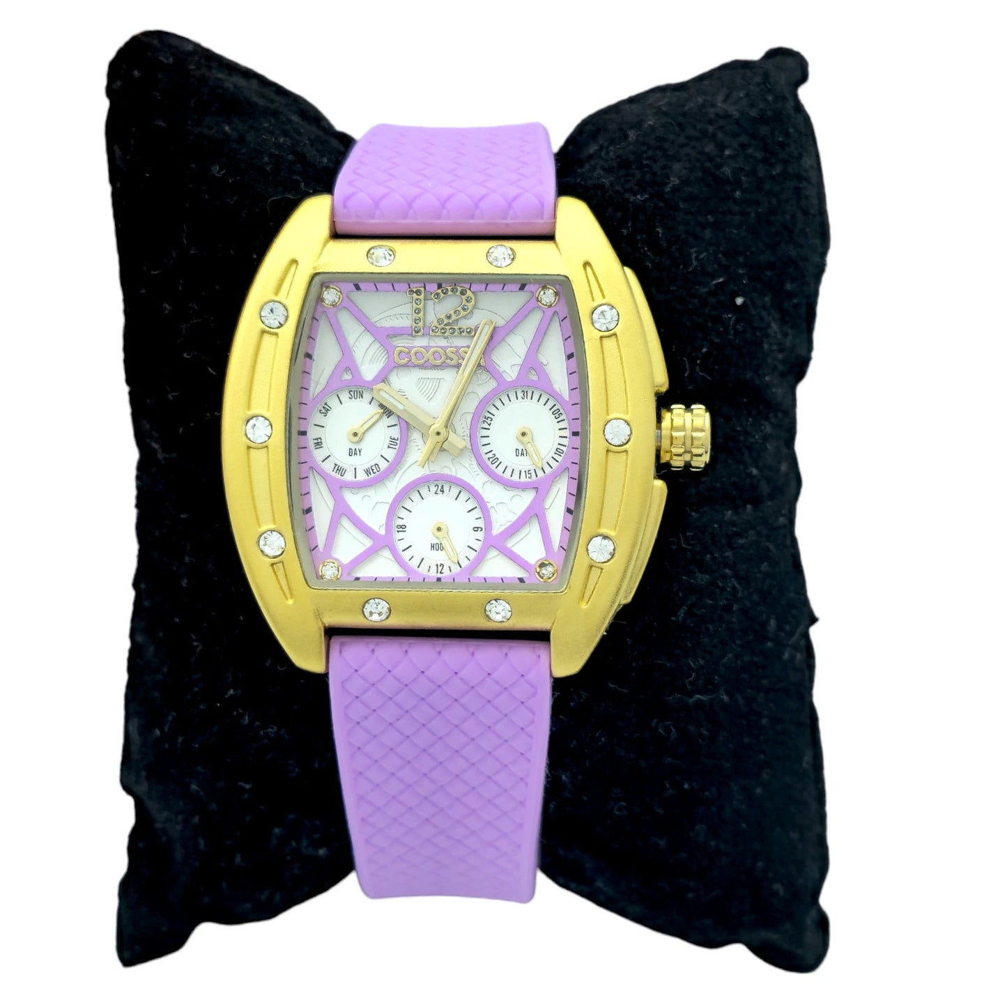 COOSSA ORIGINAL Special Edition Women's Tonneau 35MM Gold/Purple Day-Date Watch