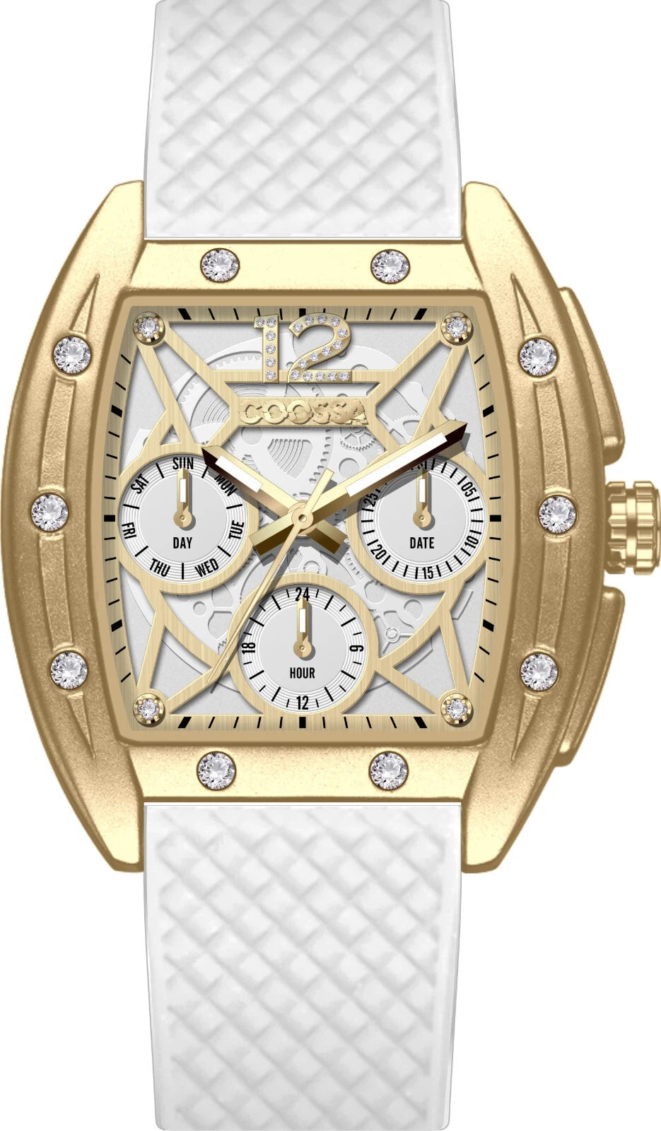 COOSSA ORIGINAL Special Edition Women's Tonneau 35MM Gold/White Day-Date Watch