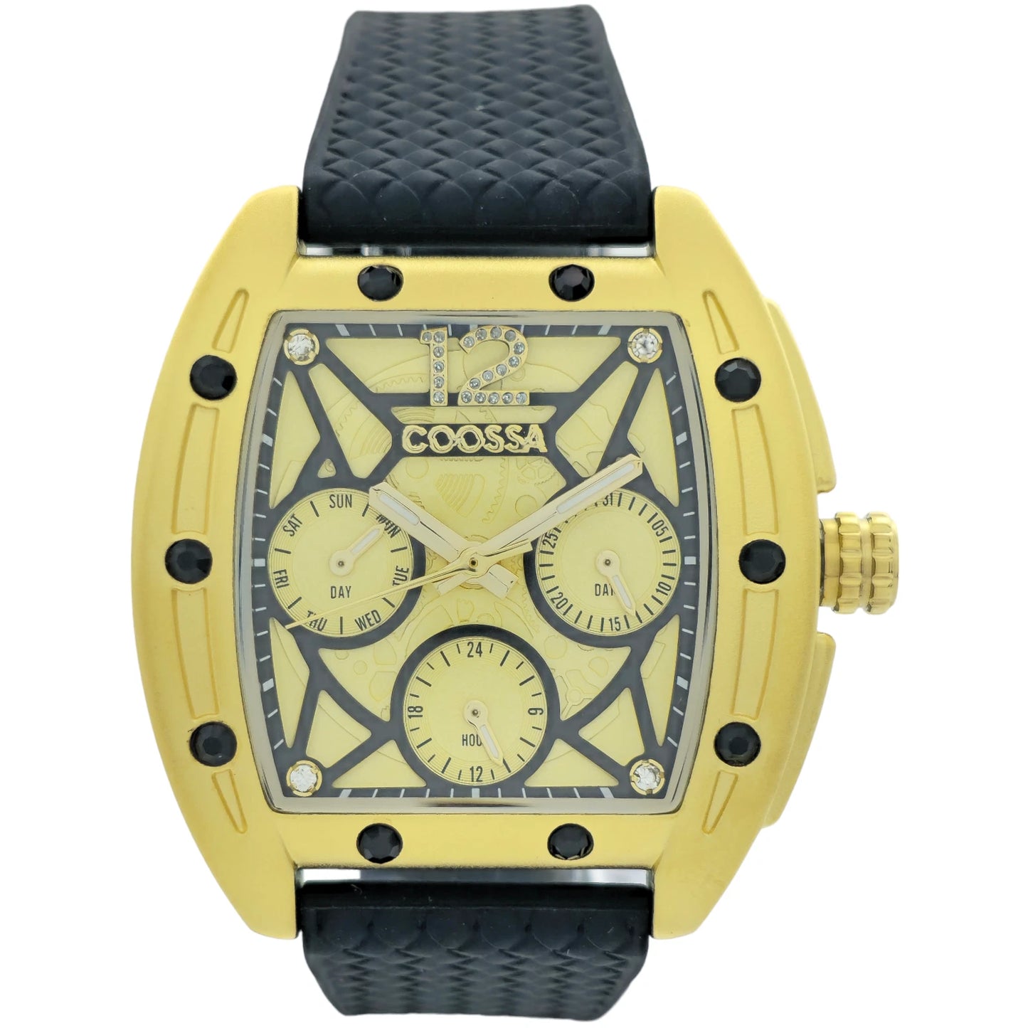 COOSSA ORIGINAL Special Edition Women's Tonneau 35MM Gold/Black Day-Date Watch
