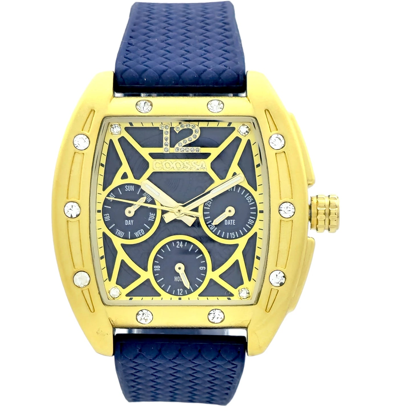 COOSSA ORIGINAL Special Edition Women's Tonneau 35MM Gold/Blue Day-Date Watch