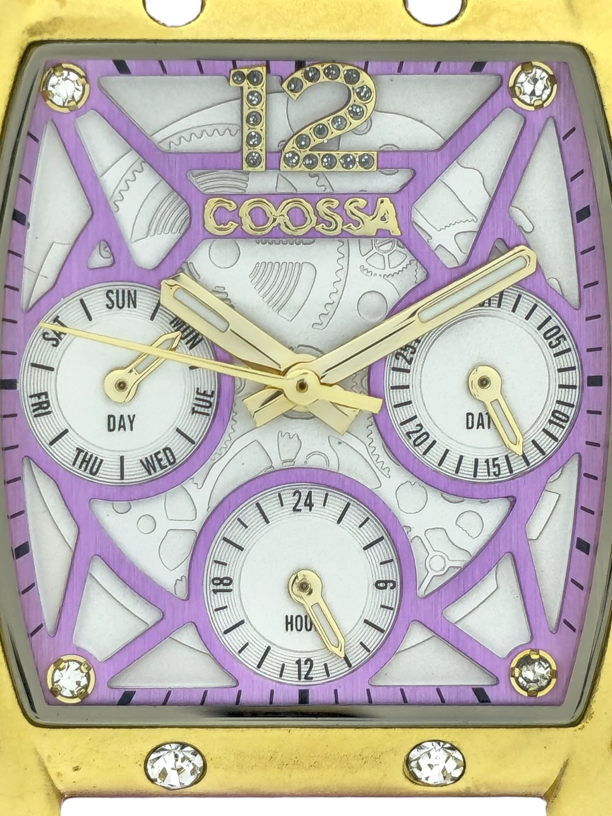 COOSSA ORIGINAL Special Edition Women's Tonneau 35MM Gold/Purple Day-Date Watch