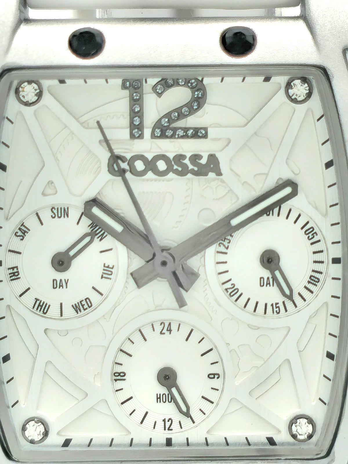COOSSA ORIGINAL Special Edition Women Tonneau 35MM Silver/White Day-Date Watch