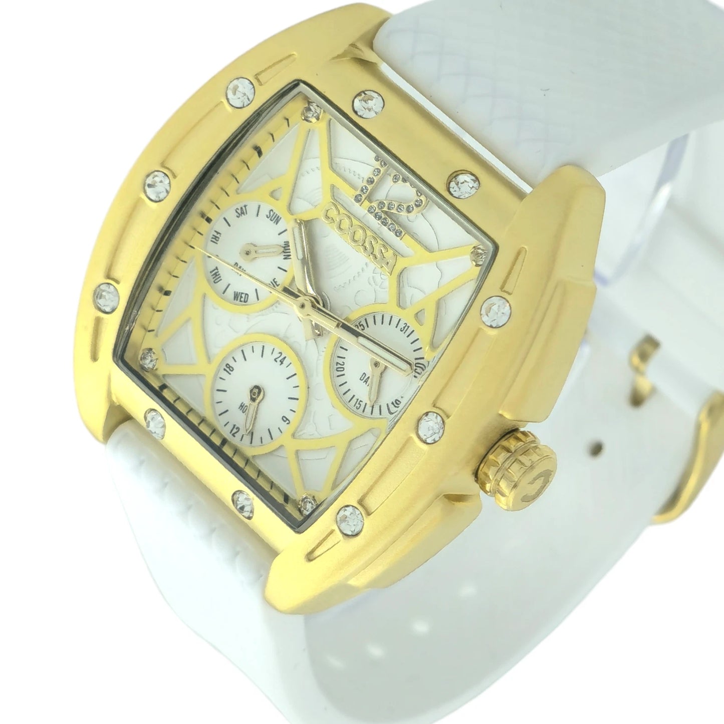 COOSSA ORIGINAL Special Edition Women's Tonneau 35MM Gold/White Day-Date Watch
