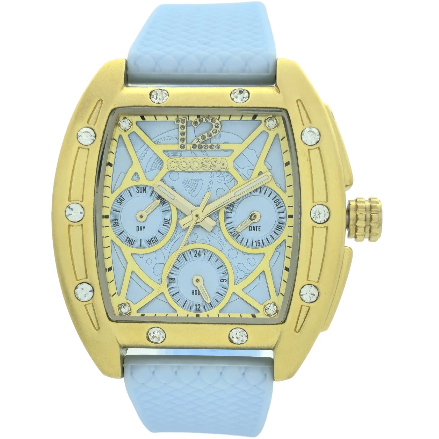 COOSSA ORIGINAL Special Edition Womens Tonneau 35MM Case Gold Baby Blue Watch
