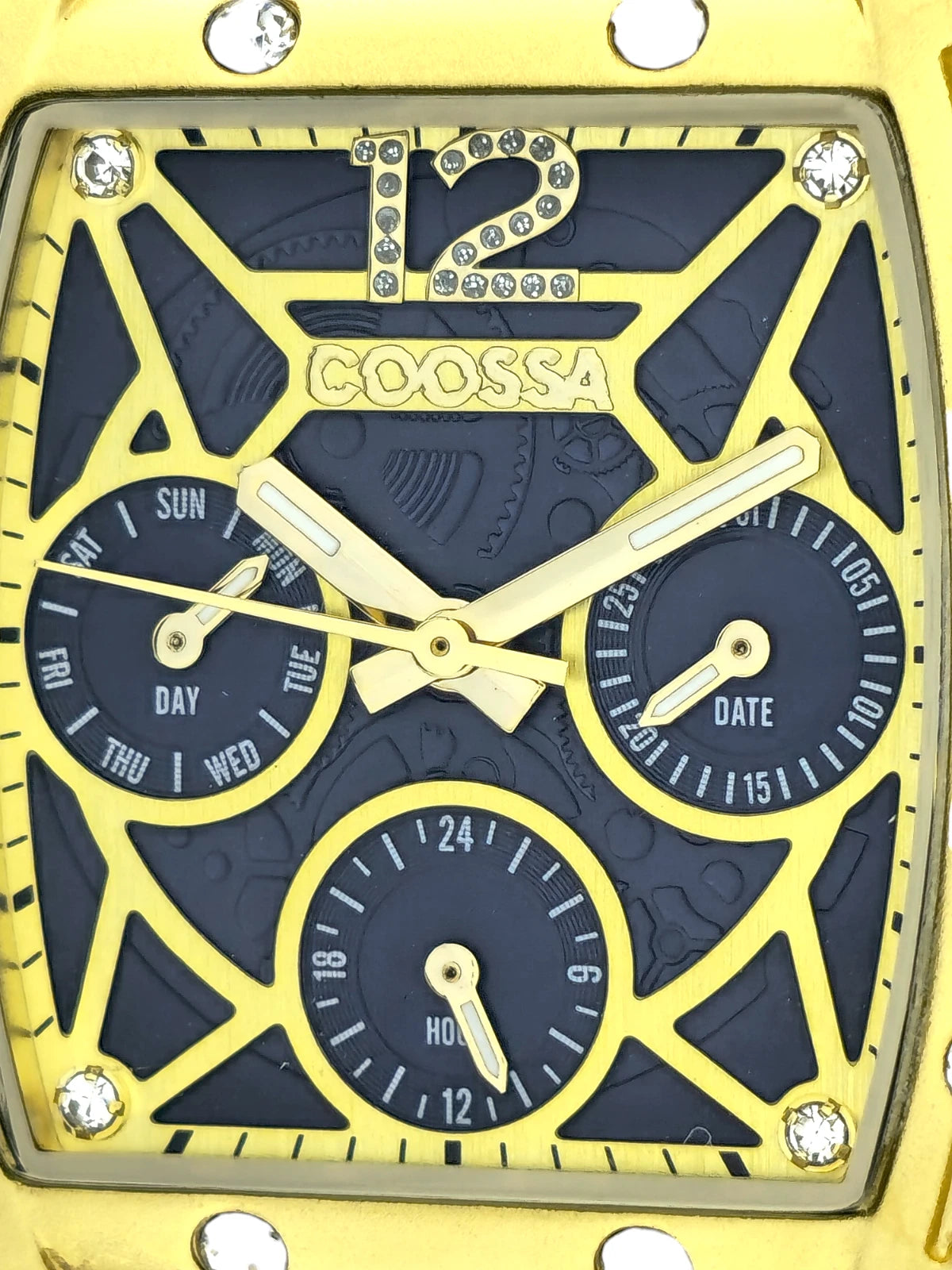 COOSSA ORIGINAL Special Edition Women's Tonneau 35MM Gold/Blue Day-Date Watch
