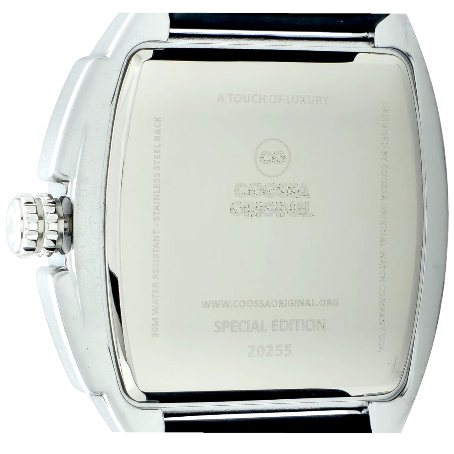 COOSSA ORIGINAL Special Edition Mens Tonneau Watch 46MM Case Silve/Black Tone