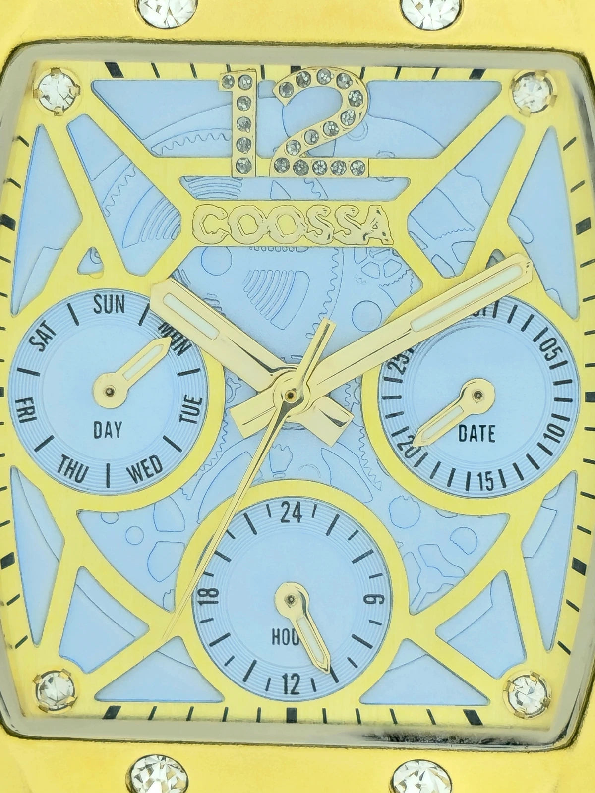 COOSSA ORIGINAL Special Edition Womens Tonneau 35MM Case Gold Baby Blue Watch