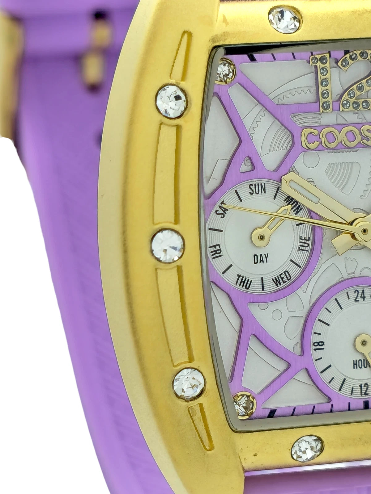 COOSSA ORIGINAL Special Edition Women's Tonneau 35MM Gold/Purple Day-Date Watch