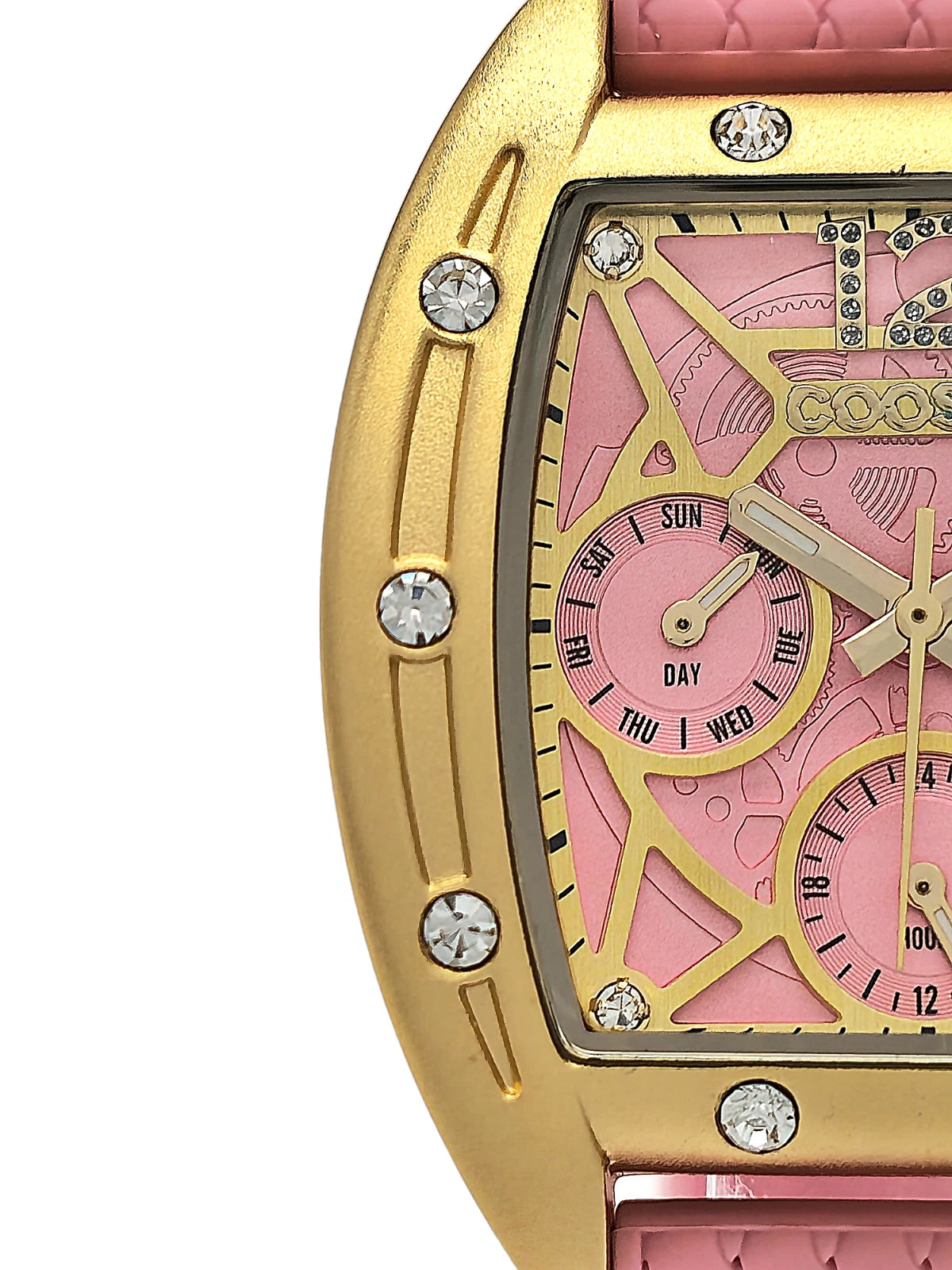 COOSSA ORIGINAL Special Edition Women Tonneau 35MM Case Gold/Pink Day-Date Watch