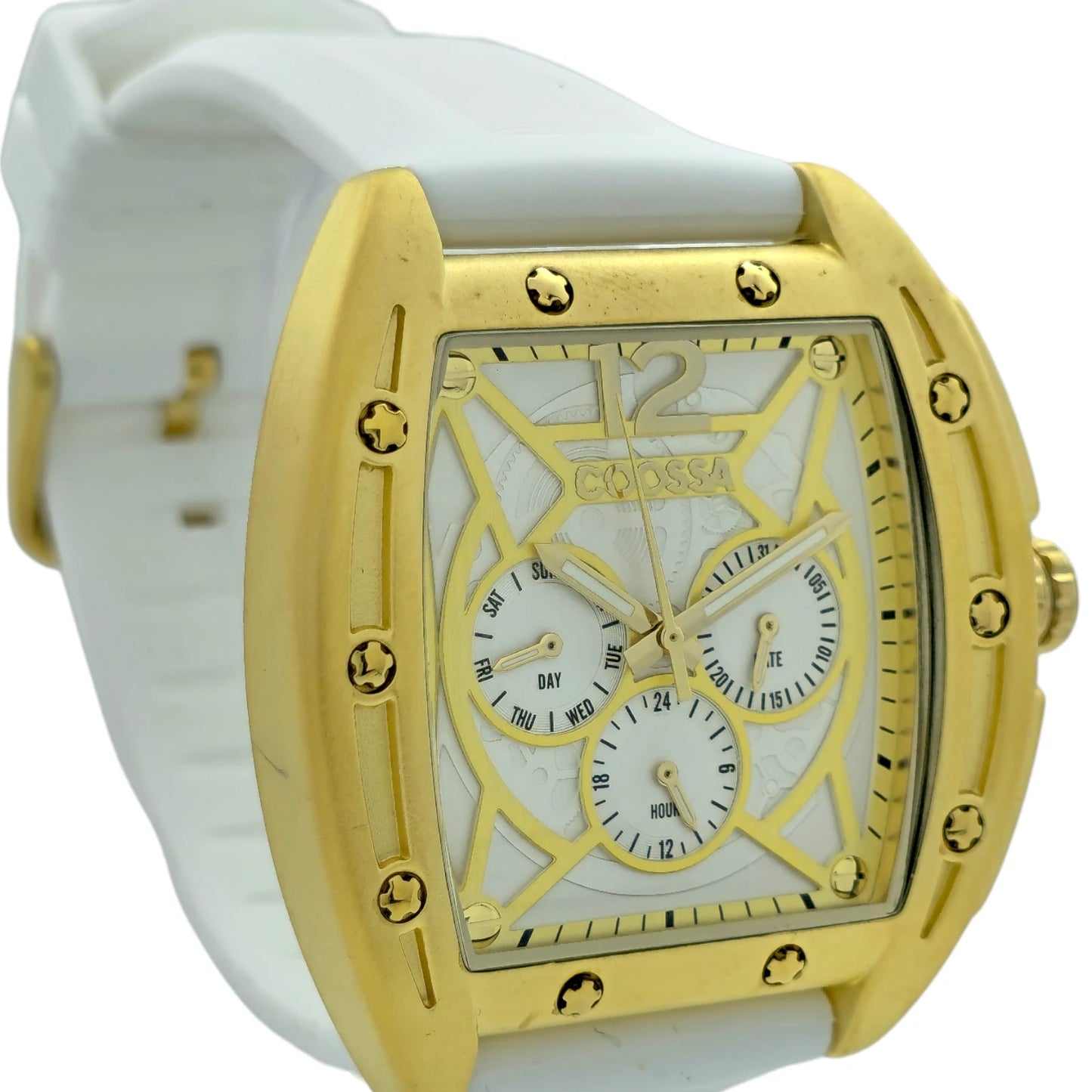 COOSSA ORIGINAL Special Edition Mens Tonneau 46MM Case Gold/White Day-Date Watch