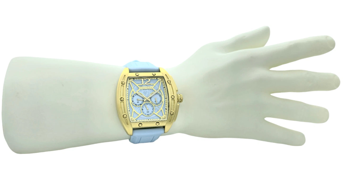 COOSSA ORIGINAL Special Edition Mens Tonneau 46MM Case Gold/Baby Blue Watch