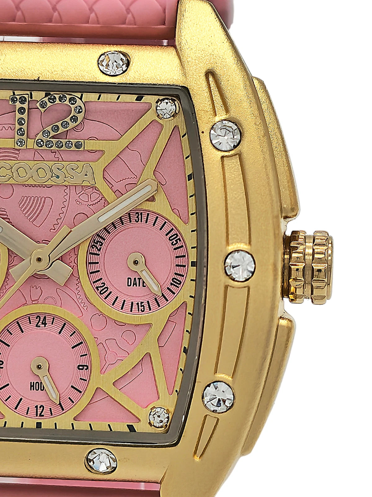 COOSSA ORIGINAL Special Edition Women Tonneau 35MM Case Gold/Pink Day-Date Watch