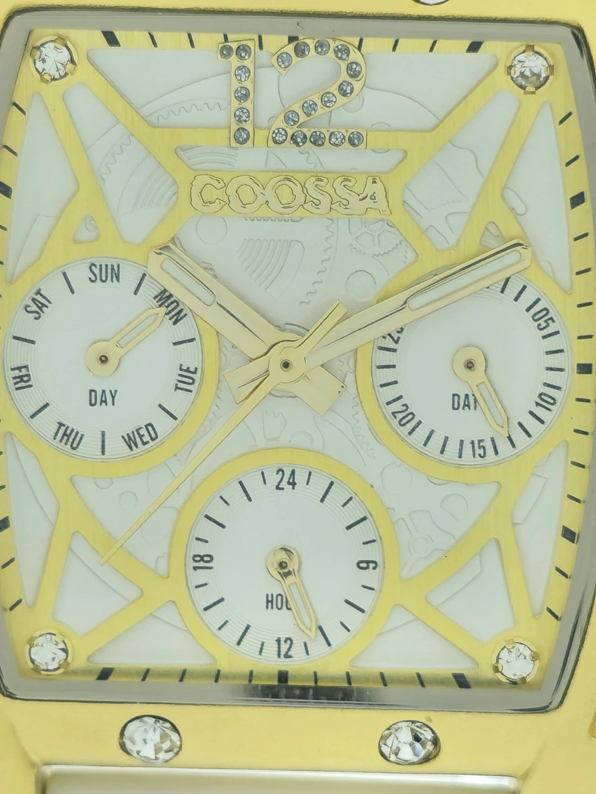 COOSSA ORIGINAL Special Edition Women's Tonneau 35MM Gold/White Day-Date Watch