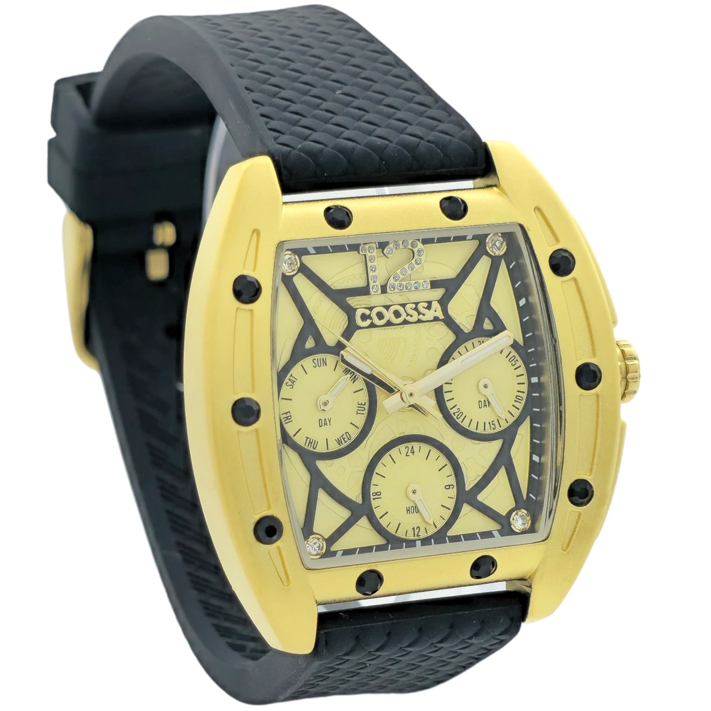 COOSSA ORIGINAL Special Edition Women's Tonneau 35MM Gold/Black Day-Date Watch