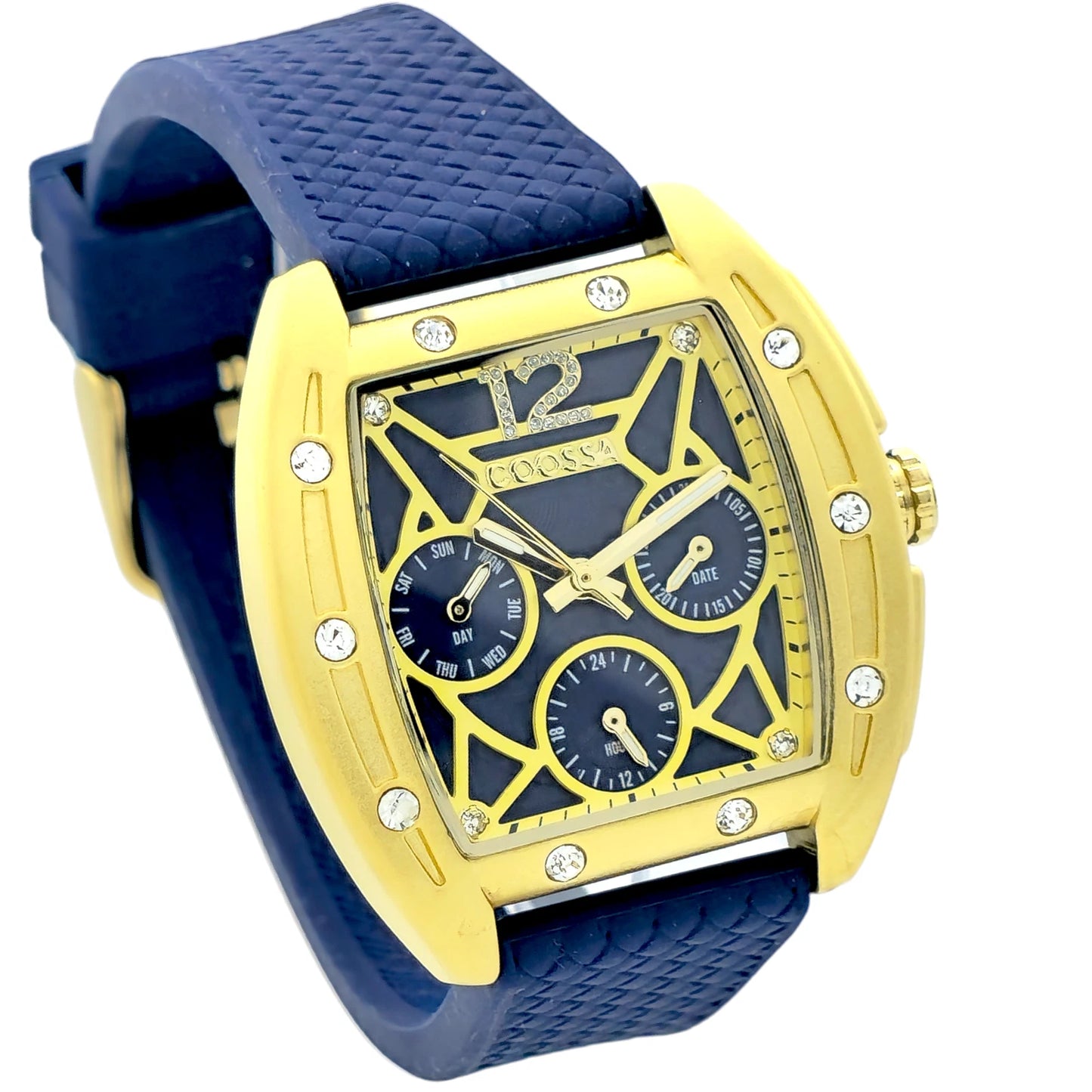 COOSSA ORIGINAL Special Edition Women's Tonneau 35MM Gold/Blue Day-Date Watch