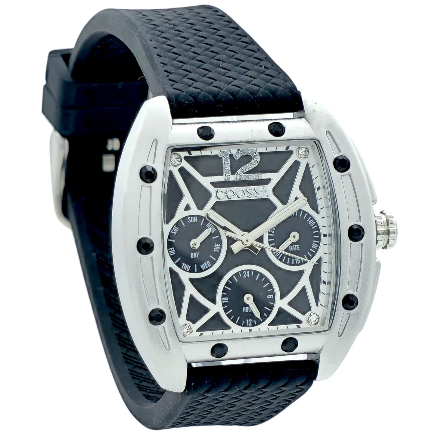 COOSSA ORIGINAL Special Edition Women's Tonneau 35MM Silver/Black Day-Date Watch