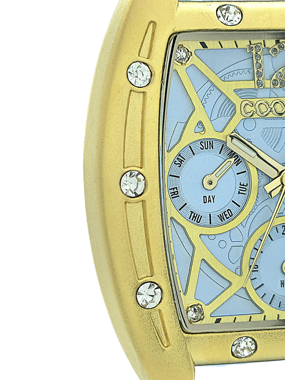 COOSSA ORIGINAL Special Edition Womens Tonneau 35MM Case Gold Baby Blue Watch