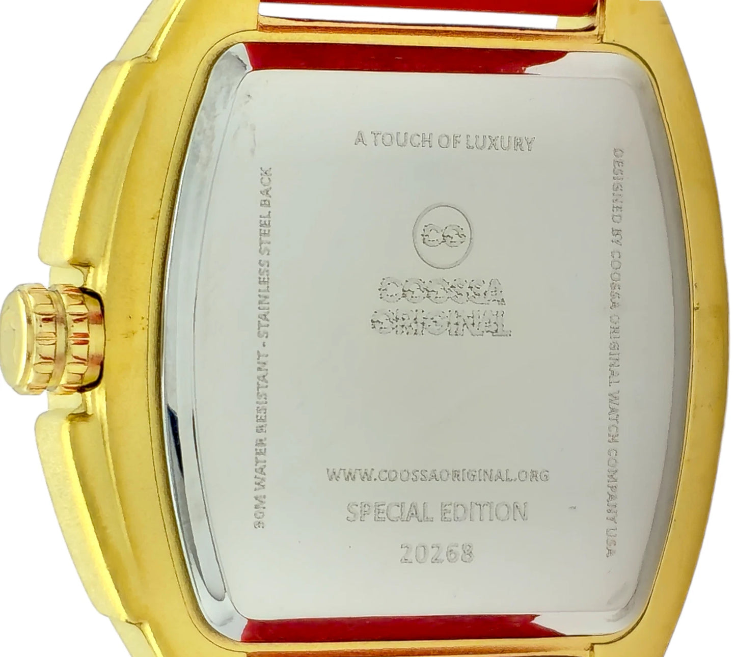 COOSSA ORIGINAL Special Edition Womens Tonneau 35MM Gold/Red Tone Day-Date Watch