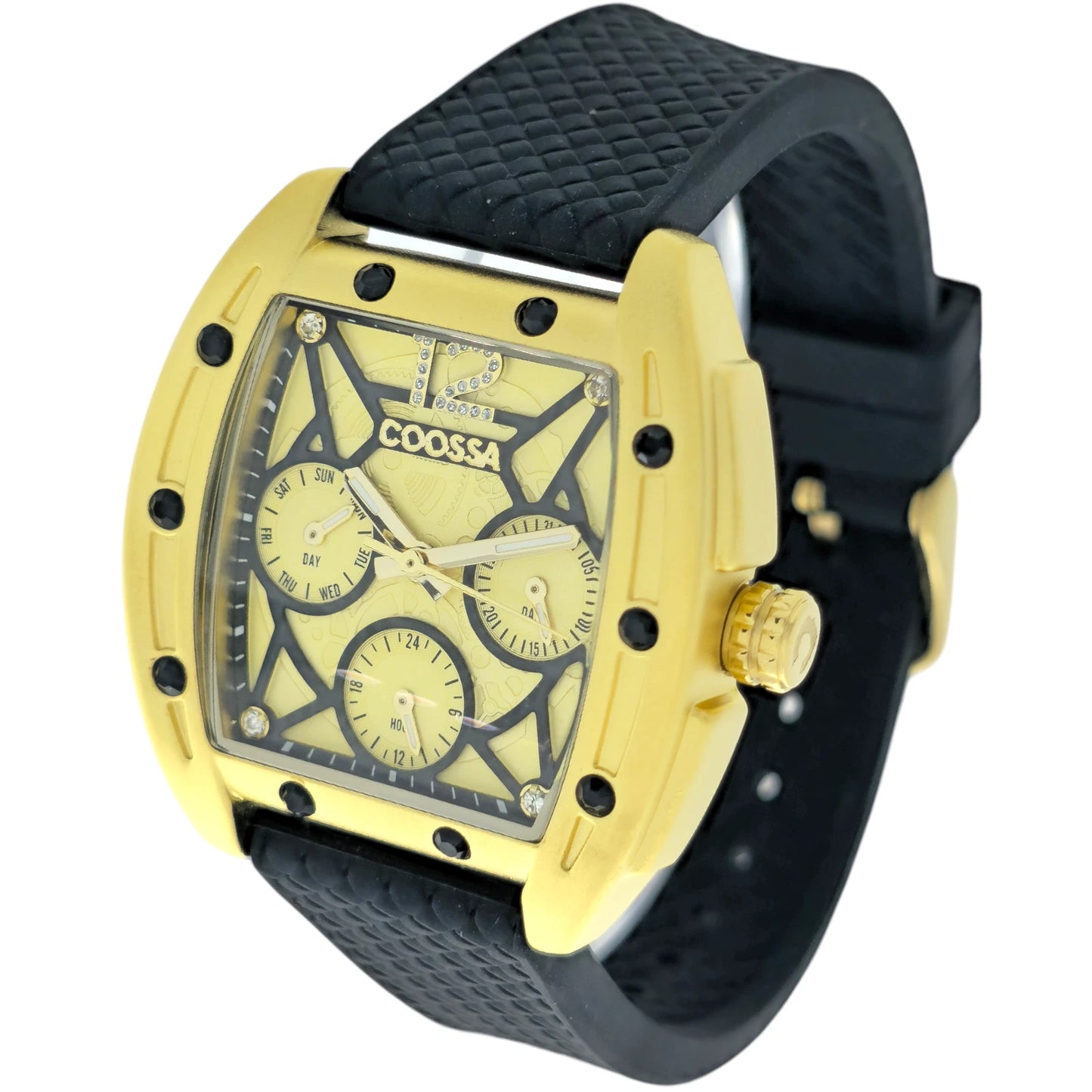 COOSSA ORIGINAL Special Edition Women's Tonneau 35MM Gold/Black Day-Date Watch