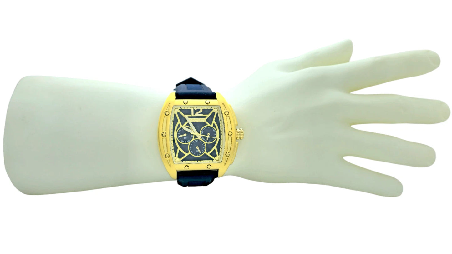COOSSA ORIGINAL Special Edition Mens Tonneau 46MM Case Gold/Blue Day-Date Watch
