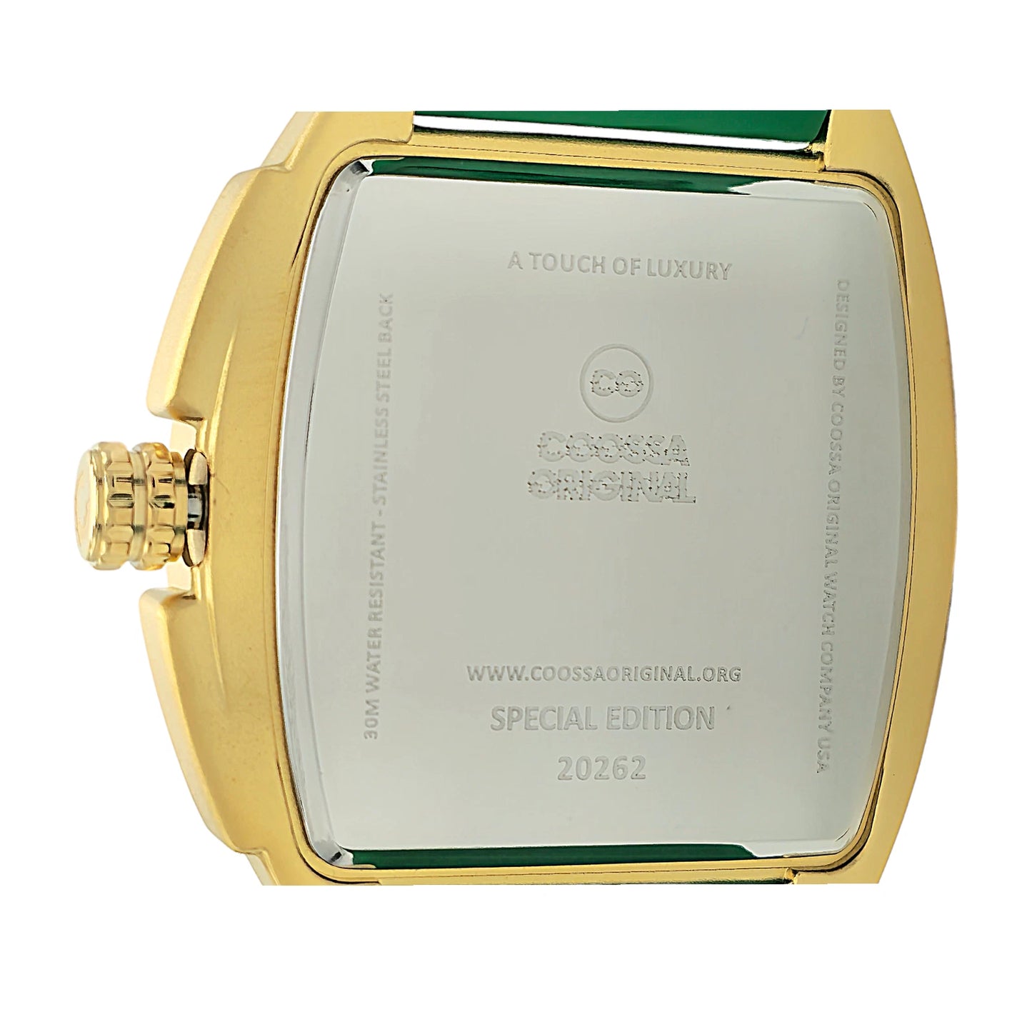 COOSSA ORIGINAL Special Edition Mens Tonneau 46MM Case Gold/Green Day-Date Watch